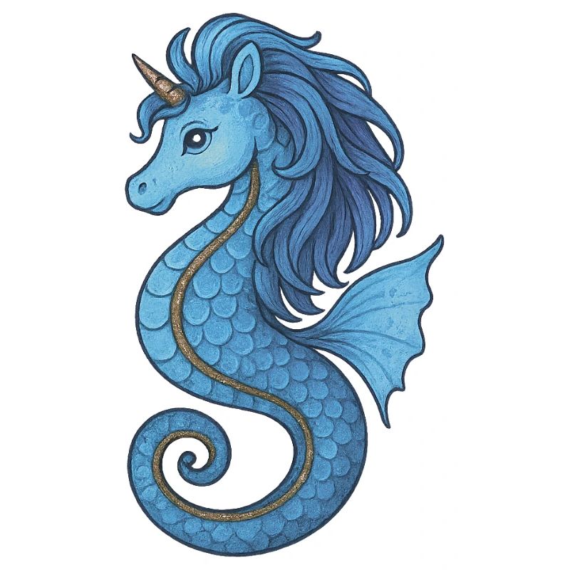 Océan Bleu Licorne Hippocampe