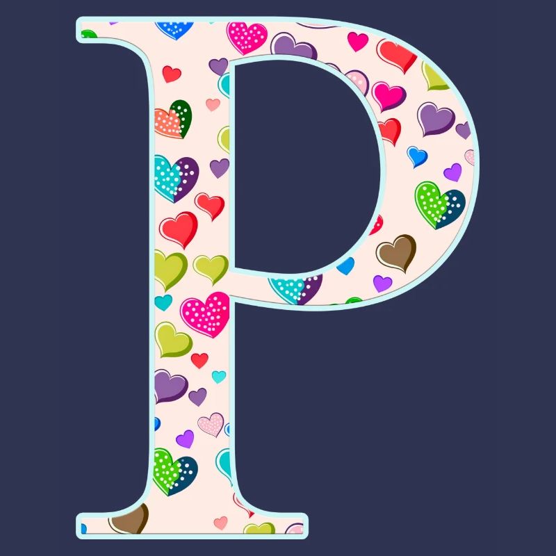 Customizable Monogram P Heart Pattern