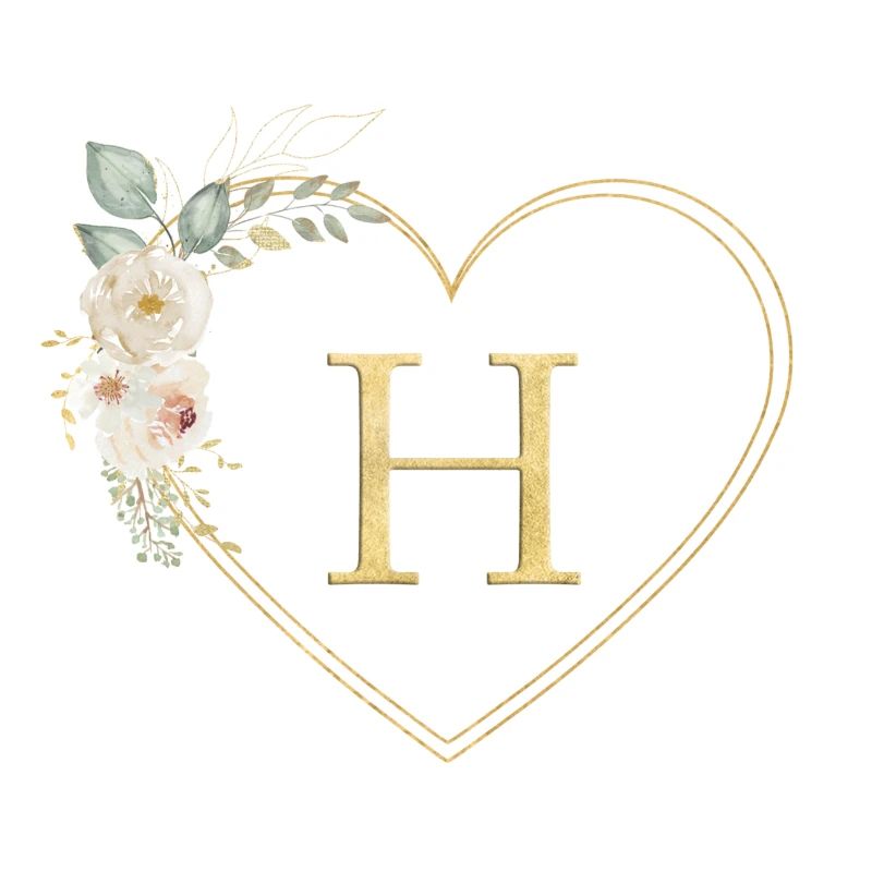 Customizable heart monogram H