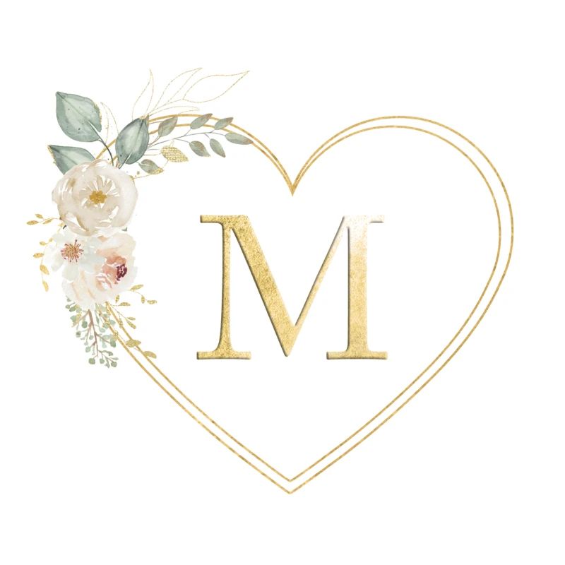 Customizable heart Monogram M