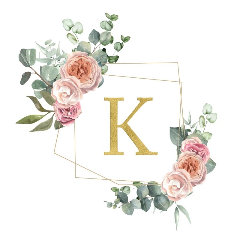 Customizable Monogram K Floral