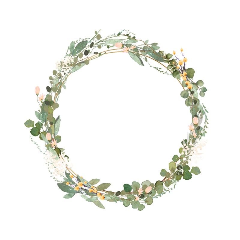 Flowers, eucalyptus wreath, customizable