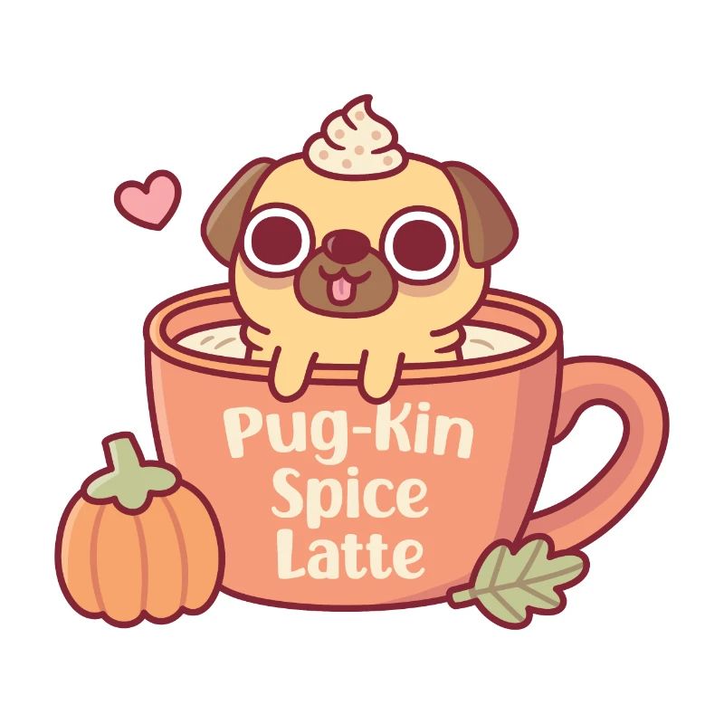 Cute Pug Pugkin Pumpkin Spice Latte Funny