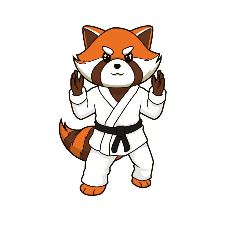 Comic red panda makes judo