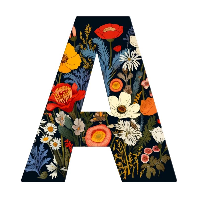Buchstabe A, Monogramm, Blumenmuster