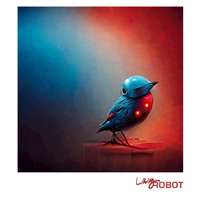 Eleganter einsamer Robotervogel wartet