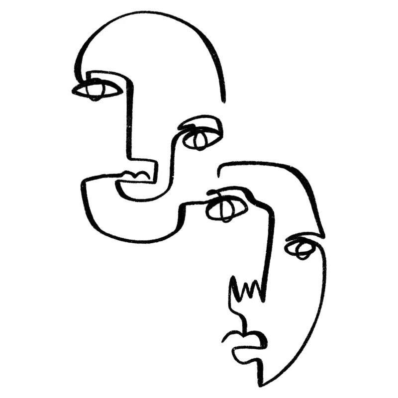 Abstract Faces, Lineart