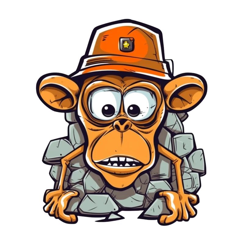 Adorable singe avec casque de construction