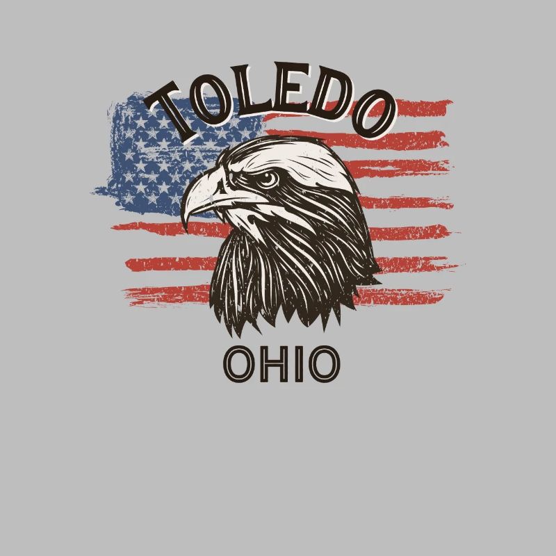 Drapeau des États-Unis Eagle Ohio Vintage Toledo