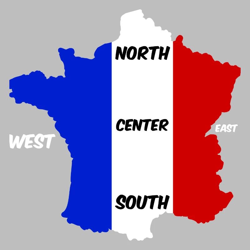 Francia blu, bianca e rossa e punti cardinali
