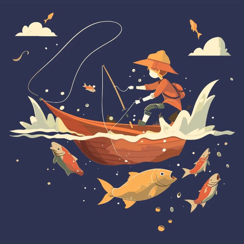 Look de dessin animé de pêche