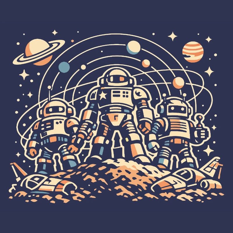 Astronautes sur lune orbitale