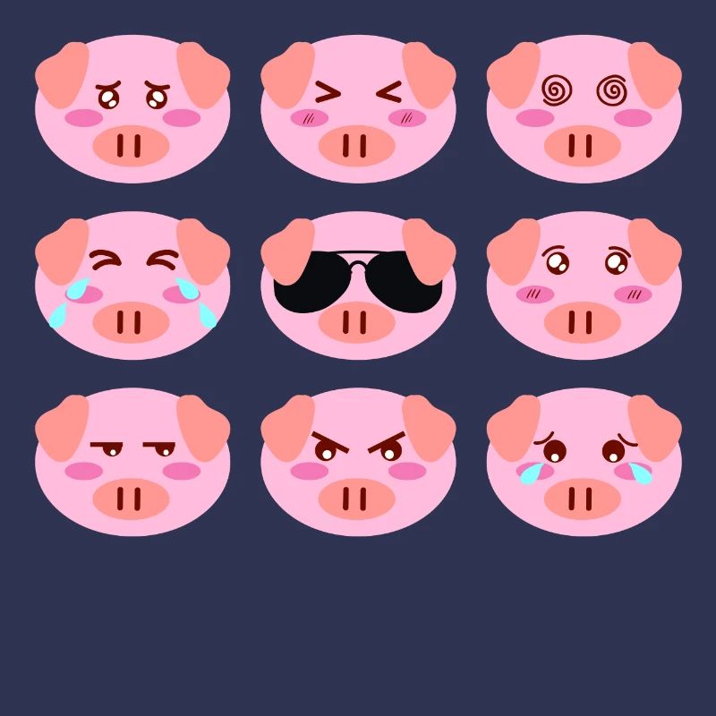 Cool Cochon Rose Humeur Différente Visages De