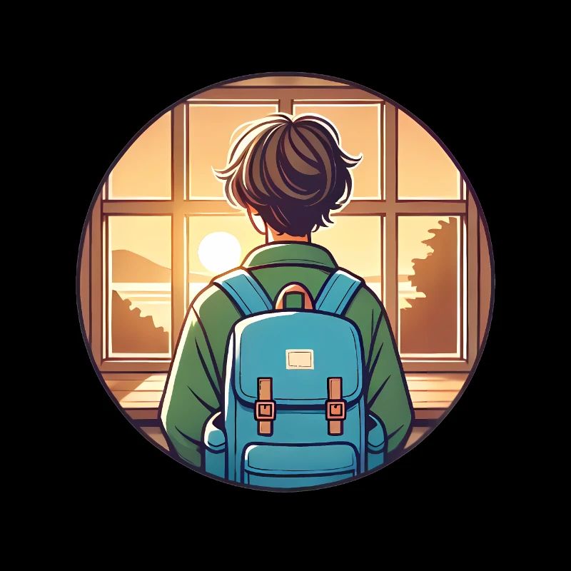 Sunset Student mit Rucksack-Abzeichen