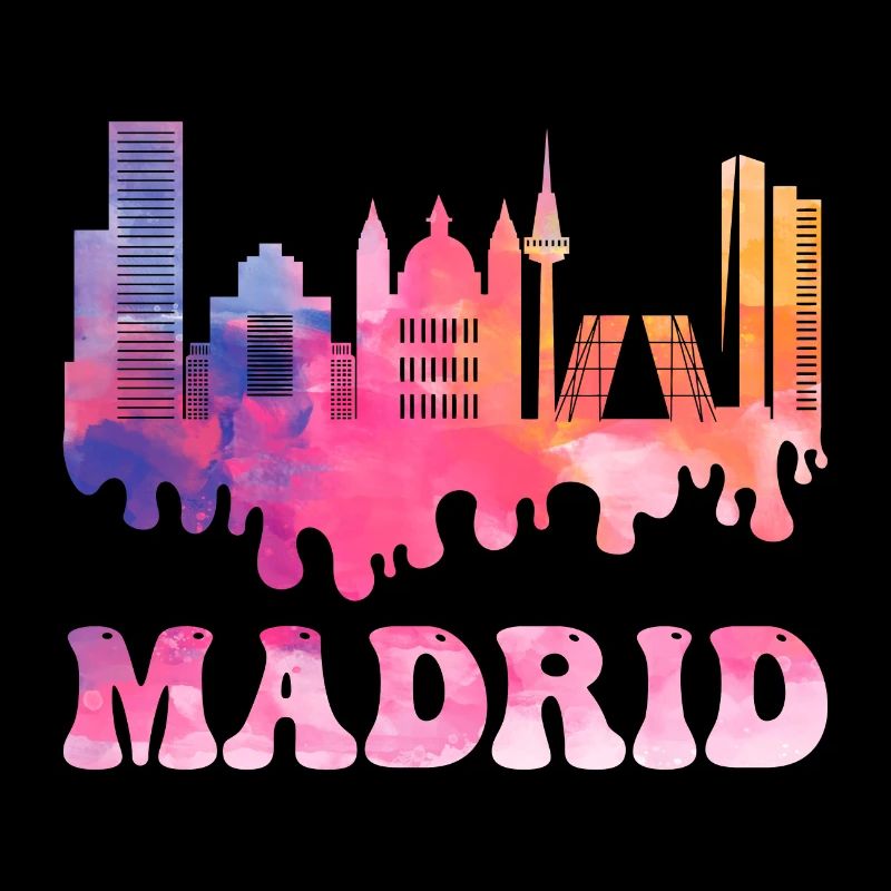 Madrid Spanien Stadt Skyline Splash Bunt Urlaub