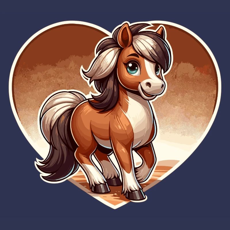 Pferd mit Herz in Comicstyle