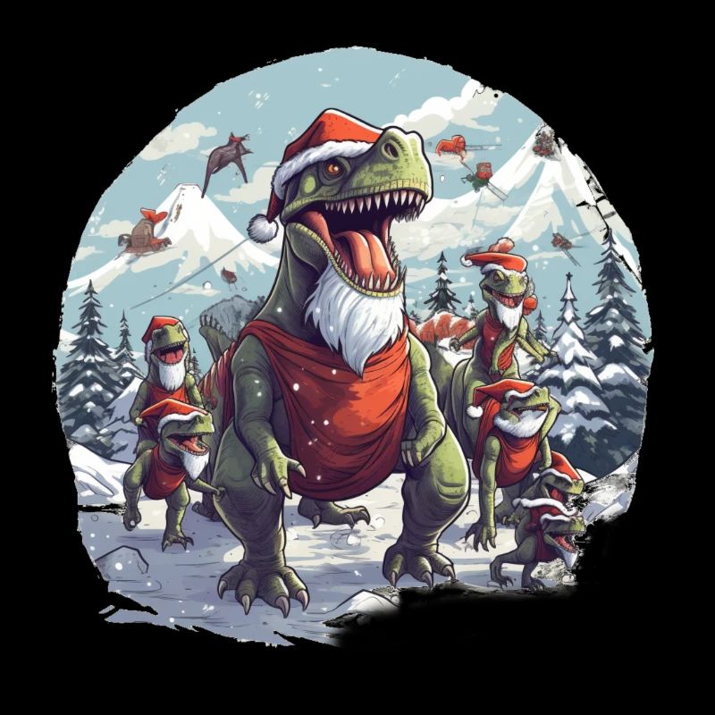 Dinos im winter oder Weihnachten Christmas feiern
