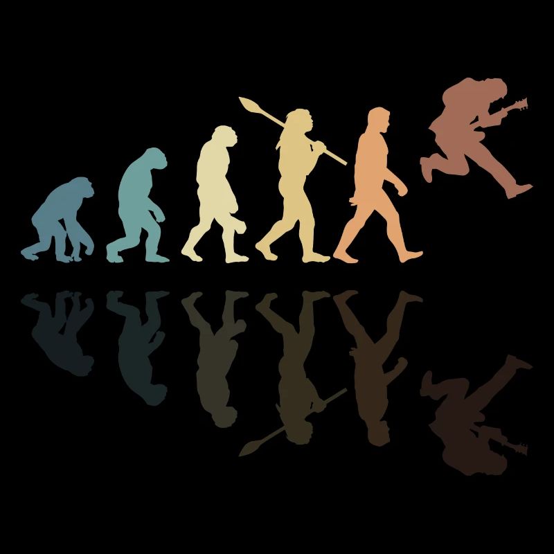 Human Evolution Guitar Band Retro Vintage