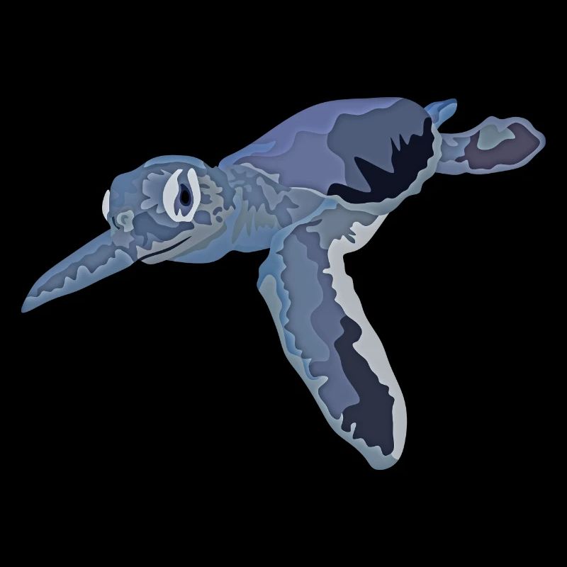 Tortue volant à travers la mer
