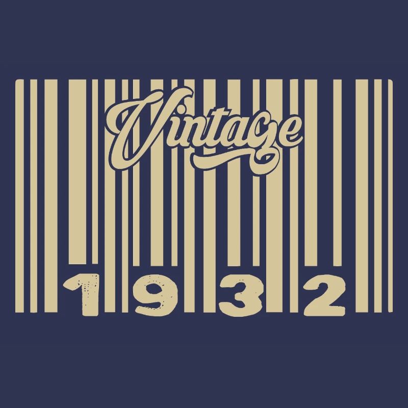 Vintage 1932 Barcode 1932: Year 2025.