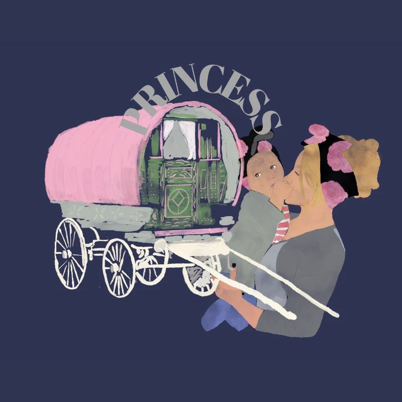 princesse, princes gitans mère et enfant peinture à la main