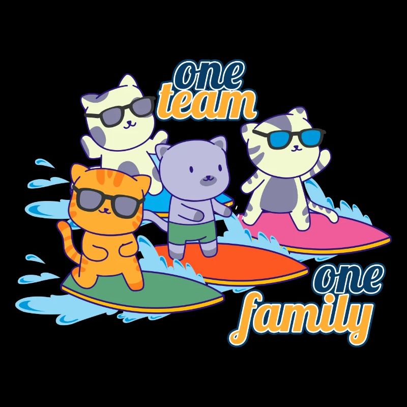 team familie katze surfen abteilungsleiter mutter
