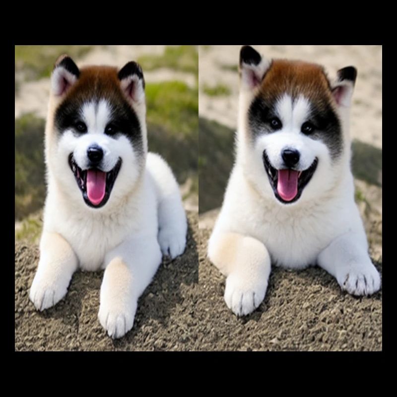 Cute Akita Pups Smiling Design