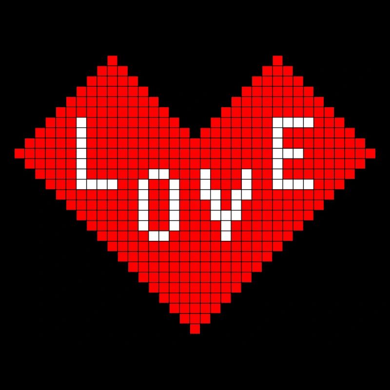 Herz mit der Aufschrift LOVE, 8bit heart, Valentinstag