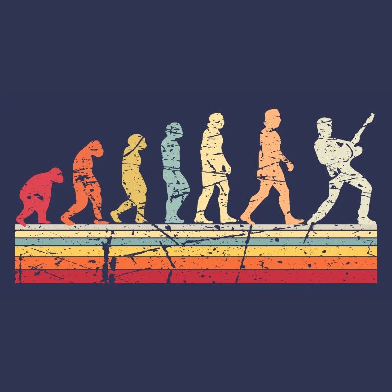 Human Evolution Guitar Band Retro Vintage