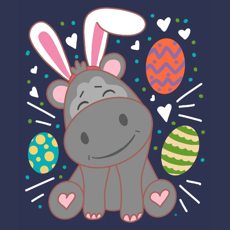 Hippo Wearing Rabbit Ears Funny Easter Sunday