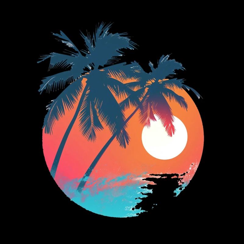 Tropical sunset with palm trees