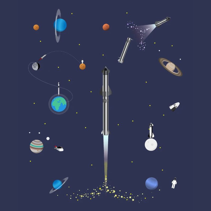 A Space-x blast into Space pattern