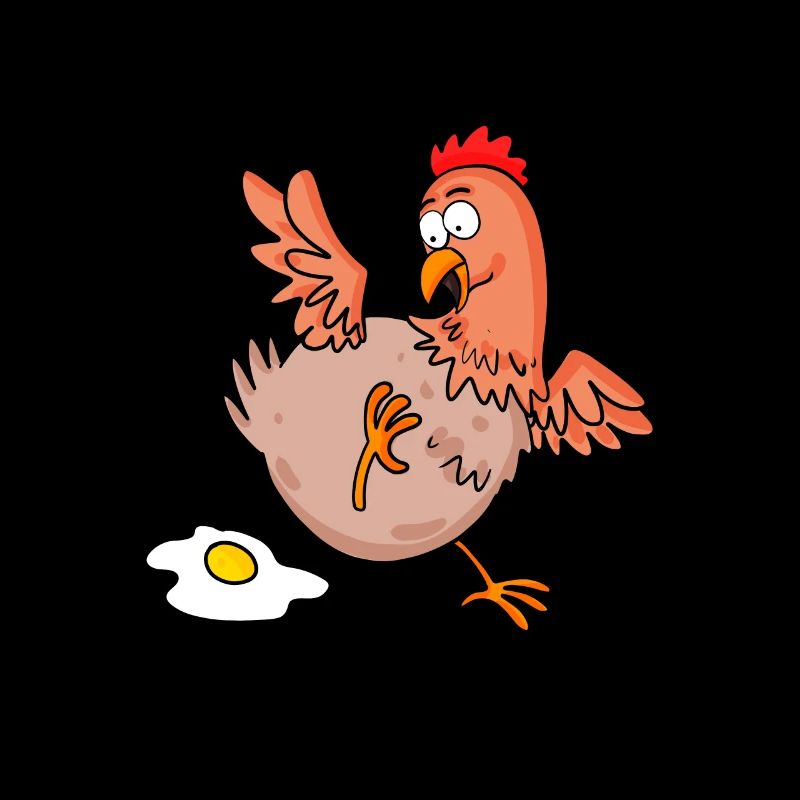 Le poulet met un œuf de dessin animé