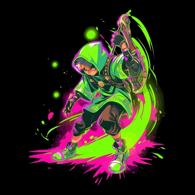 Legendary forest boy in SplashArt gaming design