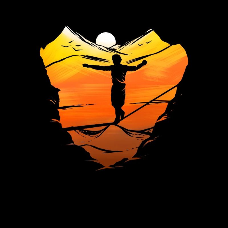 Slackline slacklining Slacklining tightrope walk Sunset