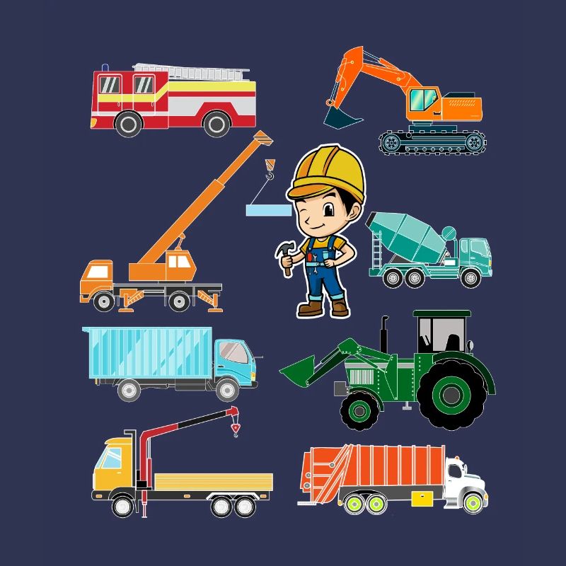 Construction vehicles fire engine construction sites baggershirt