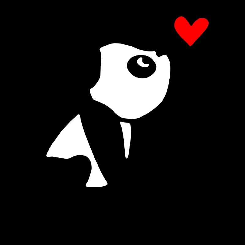 Cute Panda Looking At A Red Heart