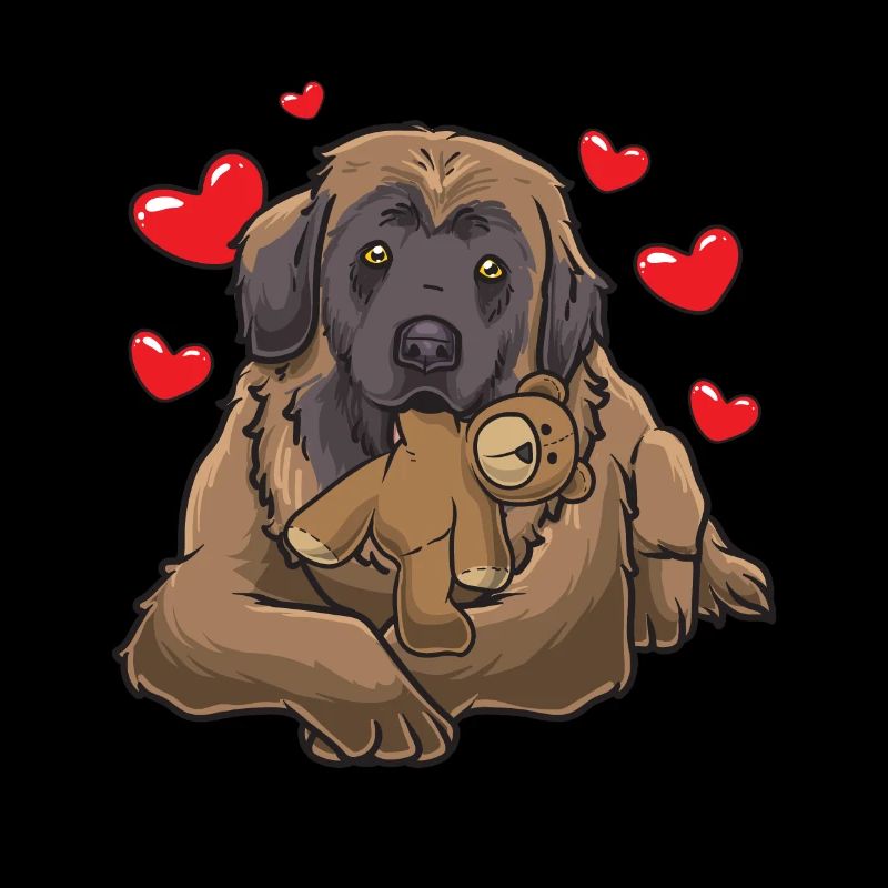 Doux Leonberger chien avec peluche