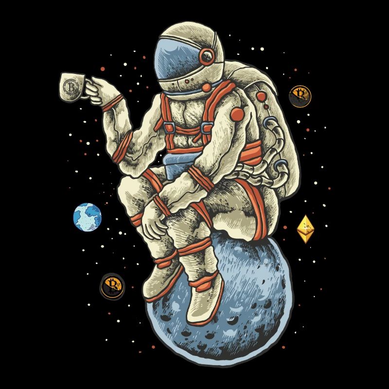 Bitcoin lune astronaute chilln tasse de café BTC ETH