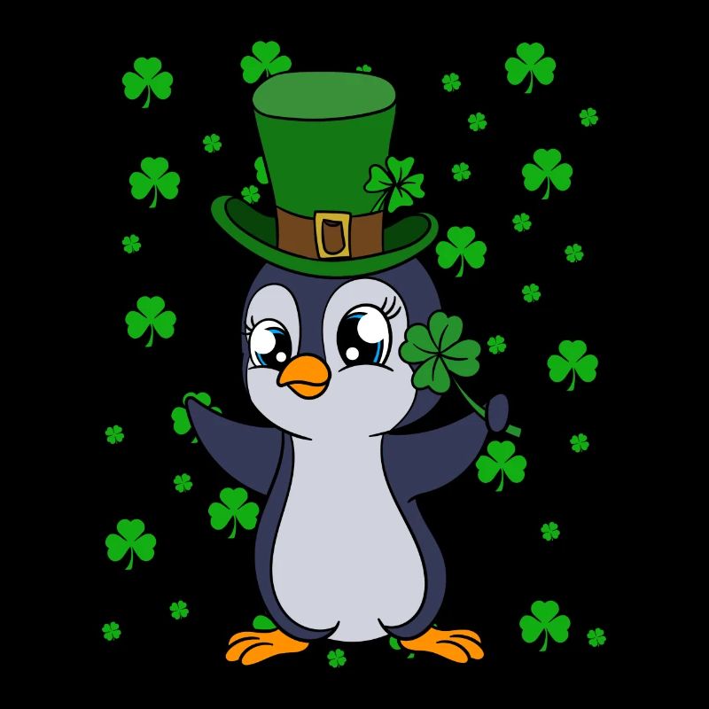 Cute Penguin Shamrocks Saint Patrick's Day Penguin