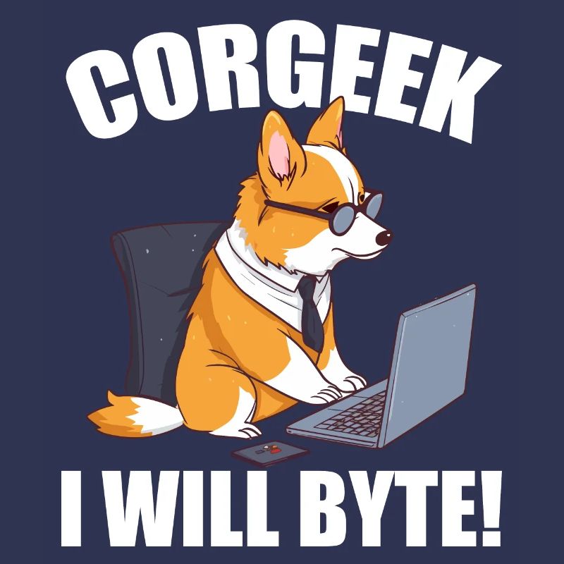 Corgi mit Brille I Will Byte Computerfreak Corgeek