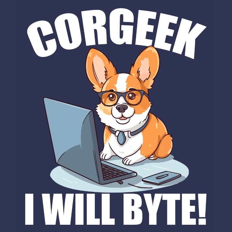 Corgi with glasses I Will Byte computer geek Corgeek