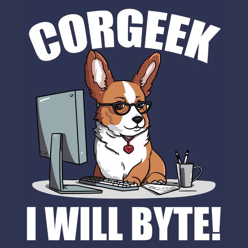 Corgi mit Brille I Will Byte Computerfreak Corgeek
