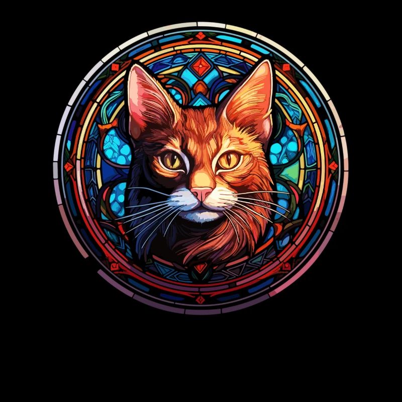 Art du vitrail - Funny Holy Cat Design