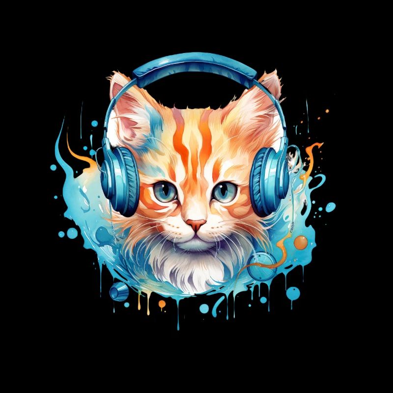 Niedliche Katze mit Kopfhörer Katzenmusik