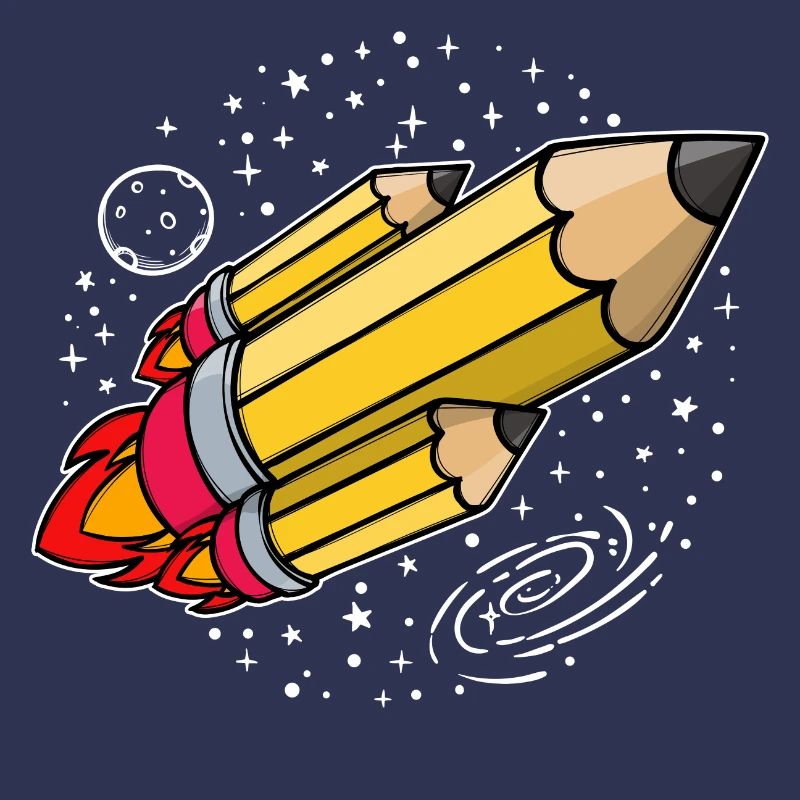 École début d’école crayon fusée lancement de l’école