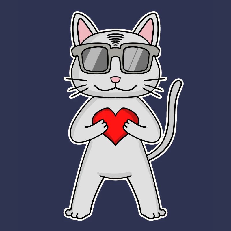 Cat with heart and glasses - Devon Rex