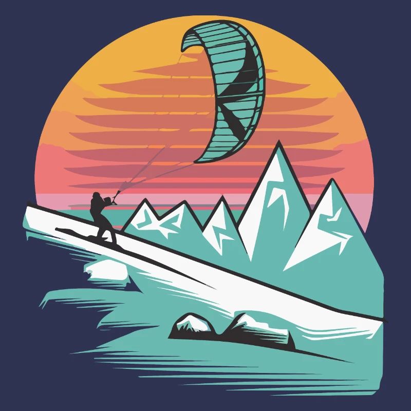 Snowkiting Minimalist Sunset