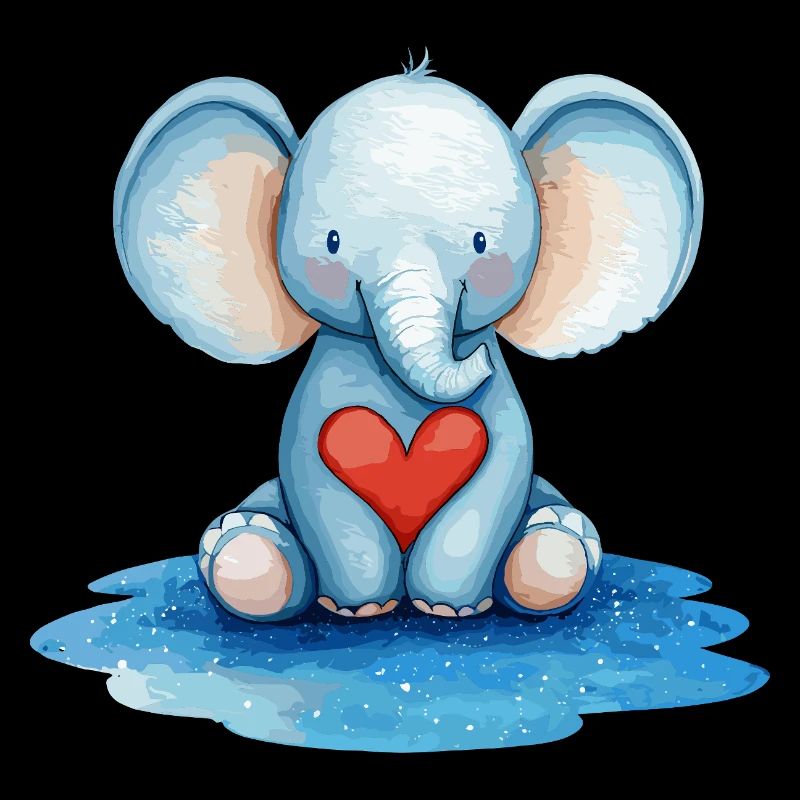 Blue Elephant Heart Friend