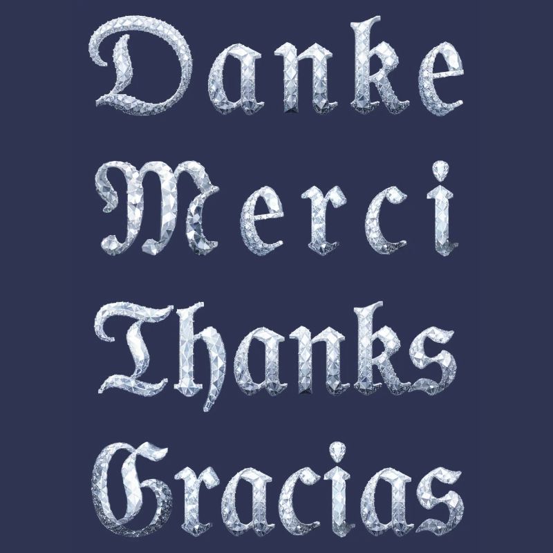 Multilinguale Dankesbotschaft Eiskristall